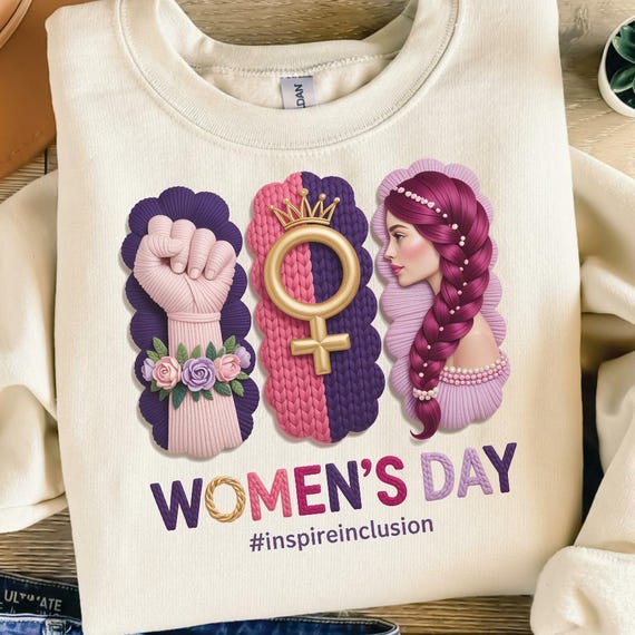 Preppy International Women’s Day PNG, Women Empowerment Design, Feminist png shirt, Inspire Inclusion, PNG Digital Download