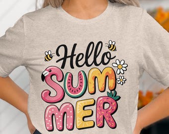 Hello Summer PNG, Summer Sublimation, Summer PNG, Summer Shirt png, Trendy Summer Shirt Digital Download PNG
