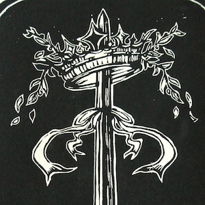 Ace Of Swords - A4 Handmade Tarot Linocut Print