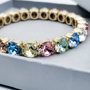RAINBOW Crystal Bracelet, Rainbow Tennis Bracelet, Mothers Day Present, Majestic Collections. image 7