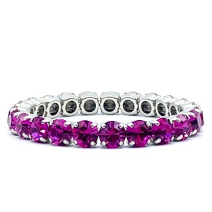 FUCHSIA Crystal Bracelet, Wedding Accessories, Elasticated Crystal Bracelet, Fuchsia Bracelet, Special Birthday Gift, Majestic Collections .
