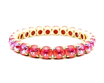 Tennisarmband lotusroze Swarovski-kristal: iriserende delite-afwerking