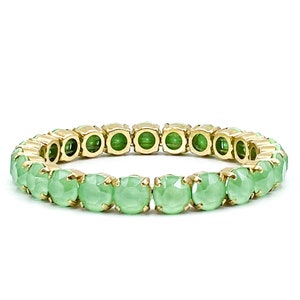 Mint Green Crystal Stretch Bracelet: Handmade UK Jewelry