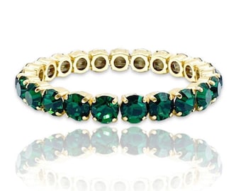 Emerald  Crystal Bracelet, green Tennis Bracelet, Birthstone Bracelet, Special  Gift For Her,Majestic Collections.