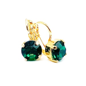Emerald Green Crystal Drop Earrings