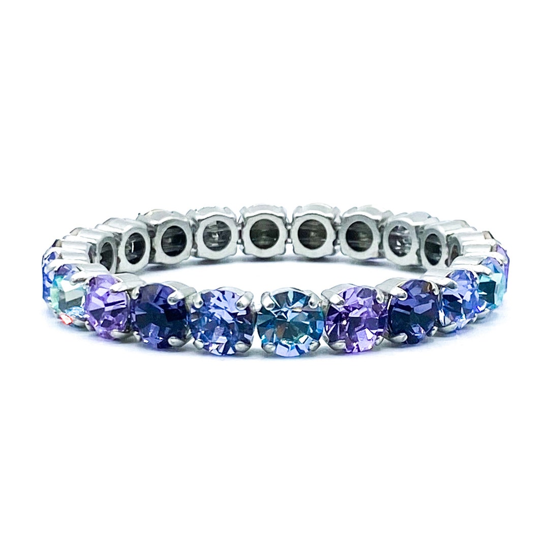 PURPLE Crystal Stretch Tennis Bracelet, Stacking Bracelets, Crystal