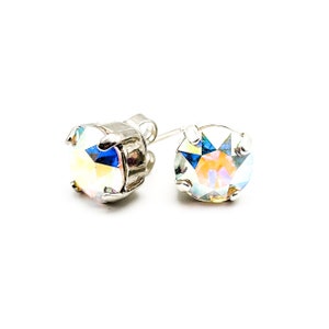 Aurora Borealis Crystal Earrings, Crystal Studs, 8mm Crystals, Sparkly Earrings *Choose Your Finish *Majestic Collections™