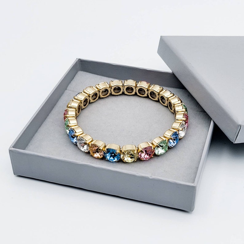 RAINBOW Crystal Bracelet, Rainbow Tennis Bracelet, Mothers Day Present, Majestic Collections. image 6