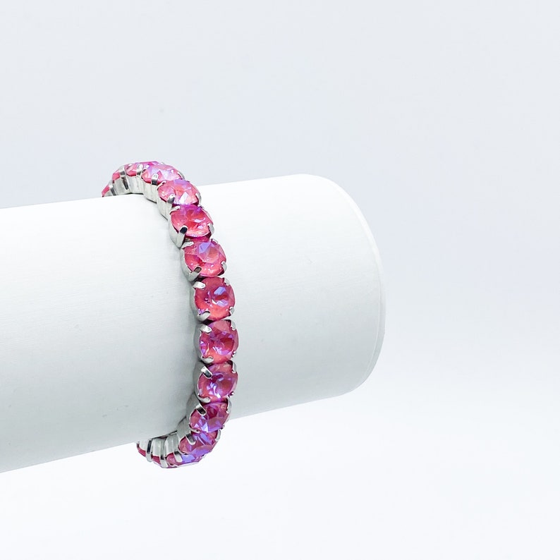 Pink Crystal Bracelet Choose Your Finish Special Gift For Her . LOTUS PINK DELITE Crystal Stretch Tennis Bracelet