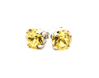 Light Topaz Crystal Stud Earrings: November Birthstone