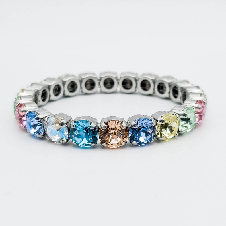 RAINBOW Crystal Bracelet, Rainbow Tennis Bracelet, Mothers Day Present, Majestic Collections. image 4