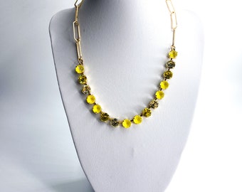 Crystal Citrine Necklace, Yellow  Crystal Necklace,  Special Gift For Her,  Majestic Collections .