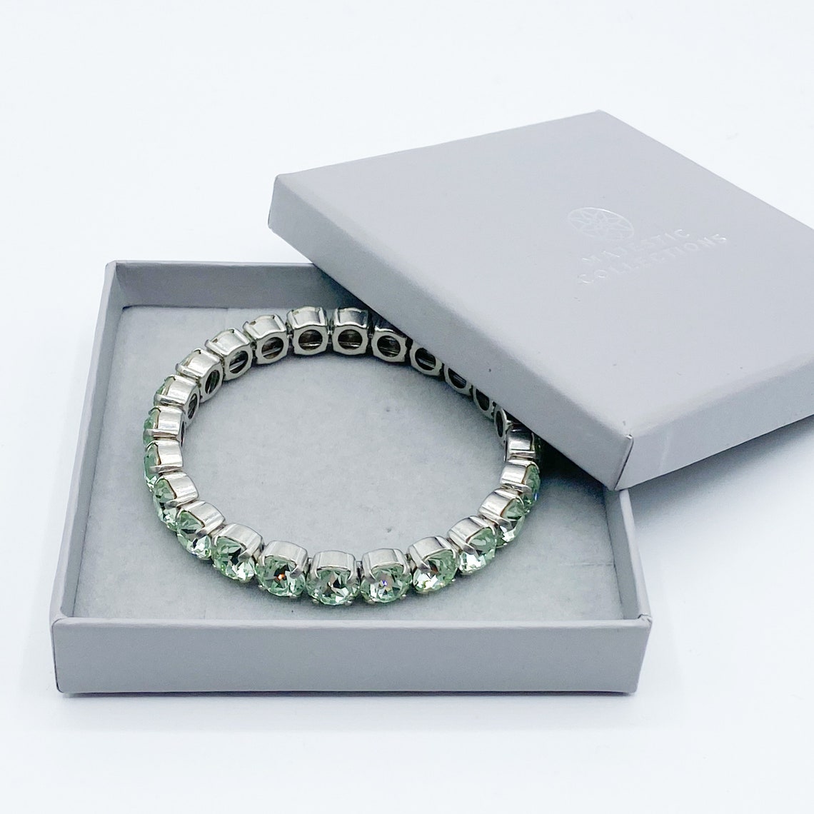 CHRYSOLITE Stretch Tennis Bracelet 8mm Swarovski Crystal Etsy