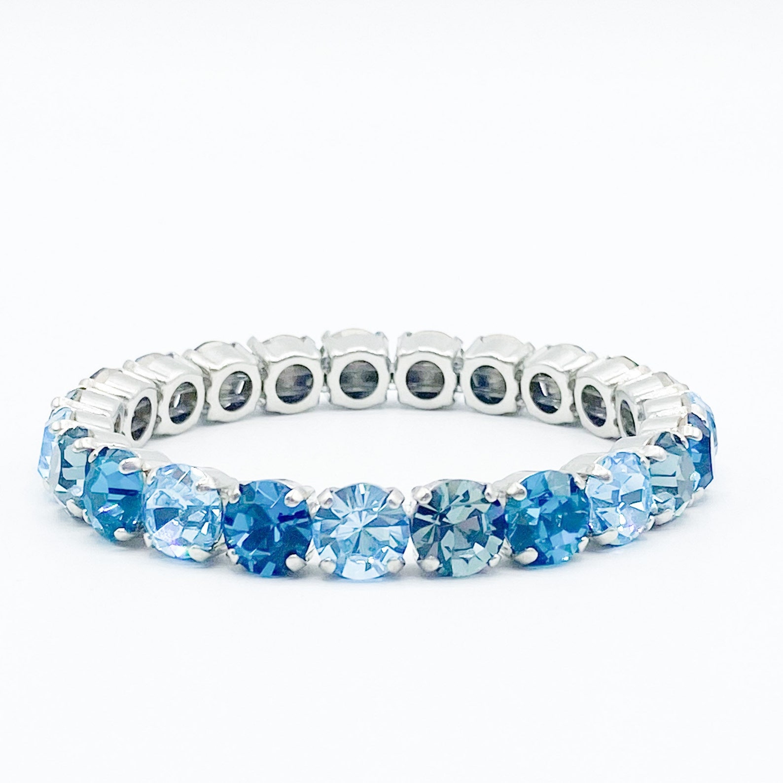 Aqua Blue Crystal Bracelet Stretch Tennis Bracelet Blue Etsy