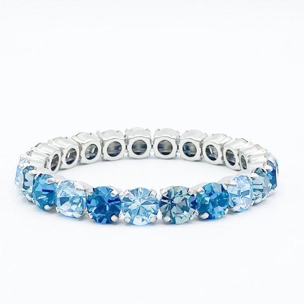 Aqua Blue Crystal armband, stretch tennisarmband, blauwe kristalarmband, kristalarmband, cadeau voor haar, majestueuze collecties.