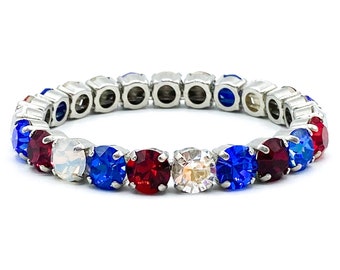 Red, White and Blue  Crystal Bracelet, Bracelet, Celebration Bracelet, Accessories,  Majestic Collections,