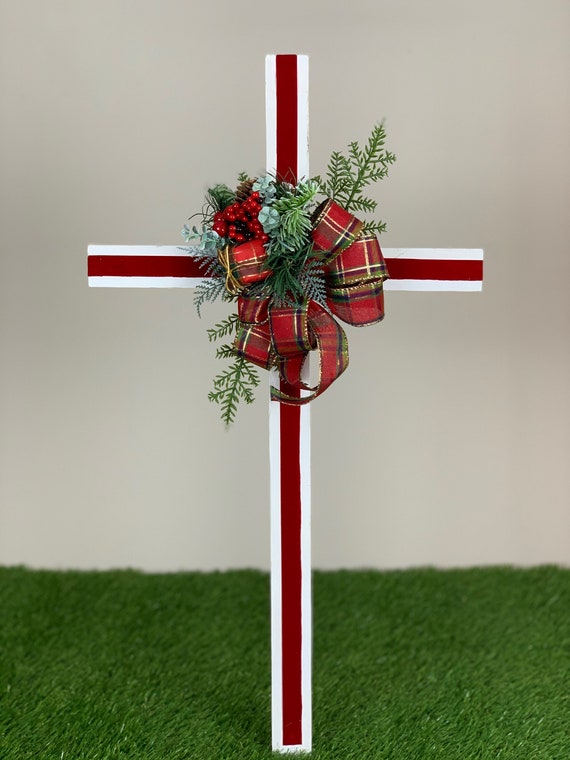 Christmas Cemetery Cross Memorial Cross Cemetery Cross with Flowers