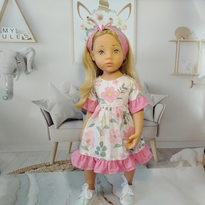 19 Inch Doll Clothes: Handmade Floral Dress & Headband