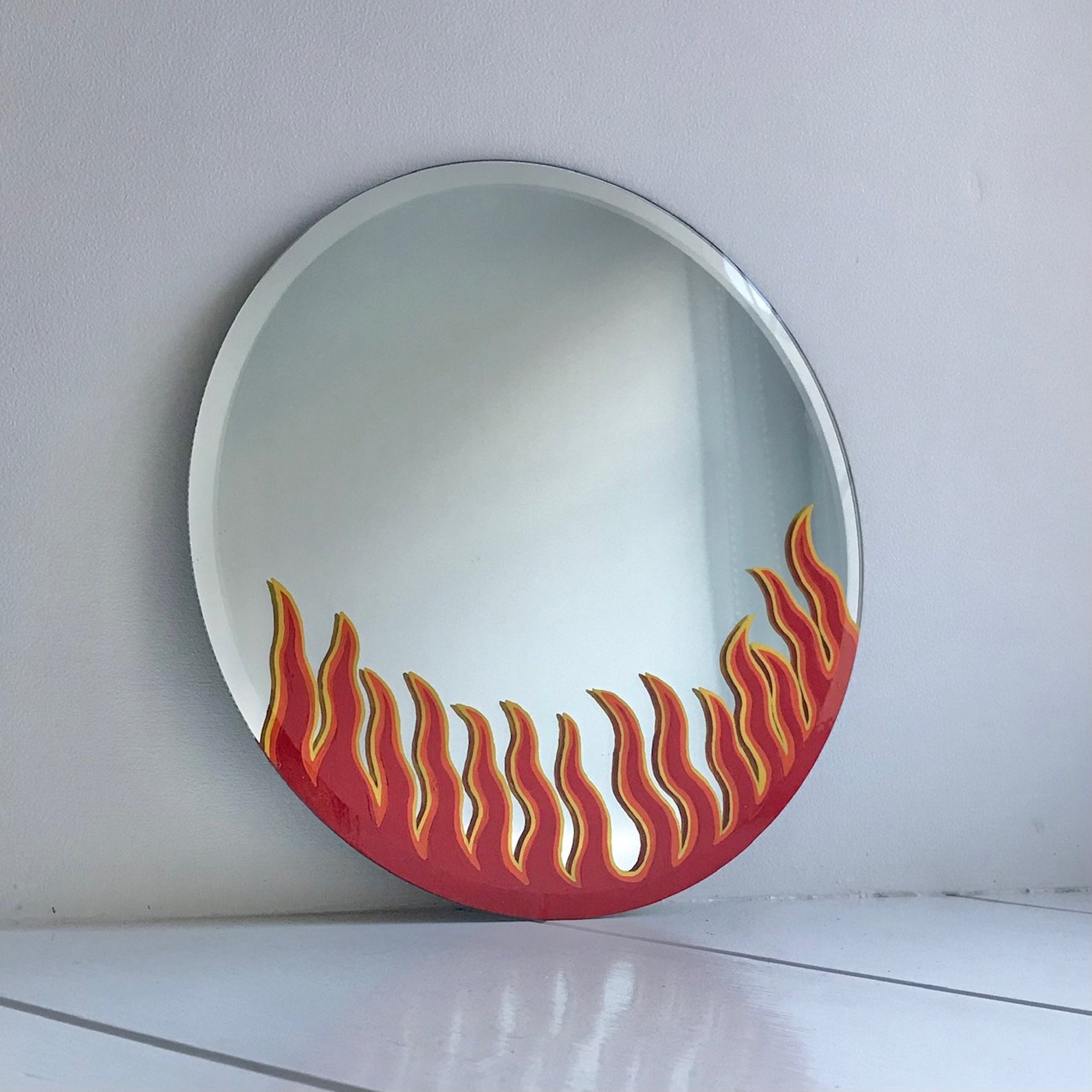 Miroir de feu miroir miroir de flamme miroir peint à la Etsy