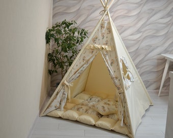 Play Tents for Boys Girls (FULL SET) , Kids play tent ,  Teepee Tent Play Tents , Teepee tent for kids ,  Play teepee