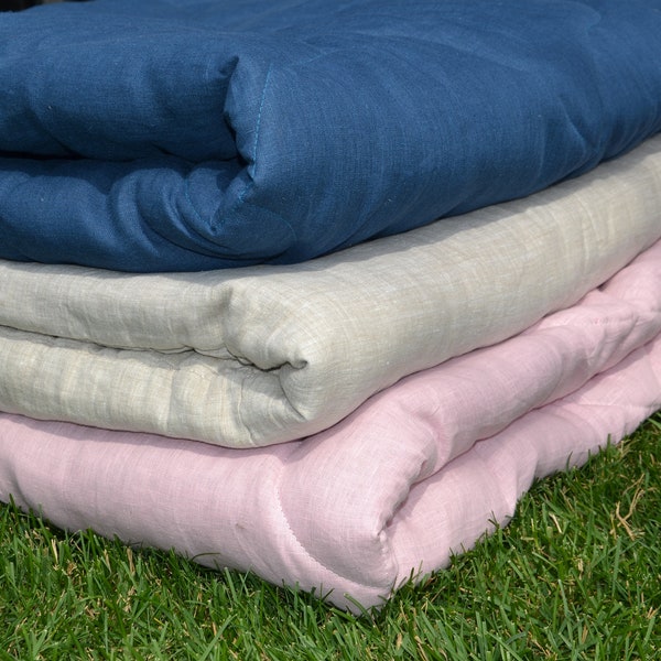Organic linen comforter with hemp filler Warm/light breathable  blanket the highest quality Cosy hemp fiber in soft linen fabric New colors!