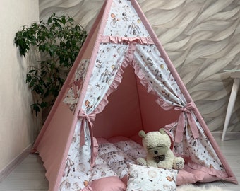Play Teepee for Boys and Girls (FULL SET) , Kids play tent ,  Teepee Tent Play Tents , Teepee tent for kids ,  Play teepee , chapiteau