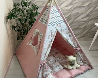 Play Tents for Boys Girls (FULL SET) , Kids play tent ,  Teepee Tent Play Tents , Teepee tent for kids ,  Play teepee