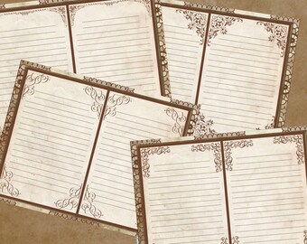 DIGITAL DOWNLOAD | lined journal pages | vintage | paper crafts | printable | junk journal basic paper