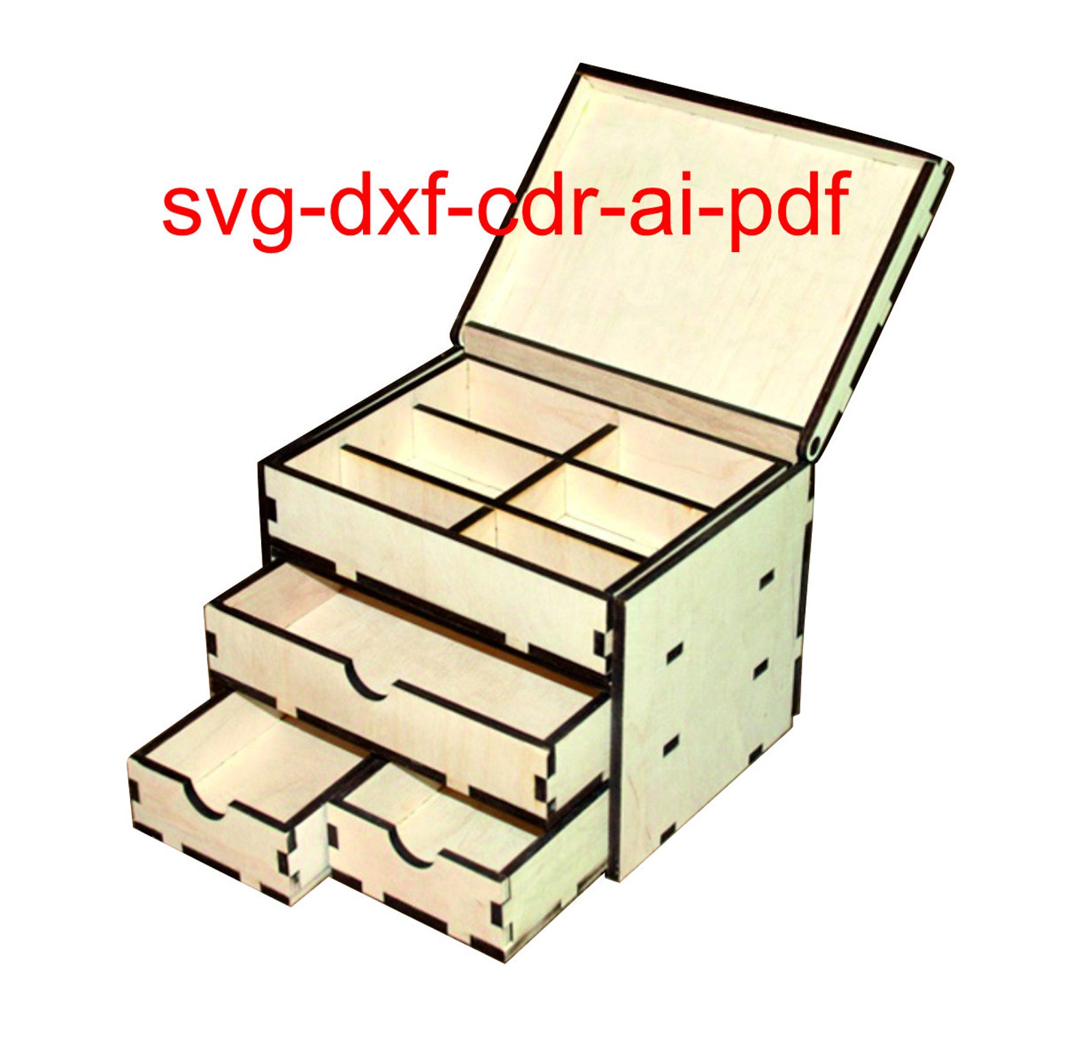 Laser cut storage box 6mm plywood with drawerstorege box Etsy