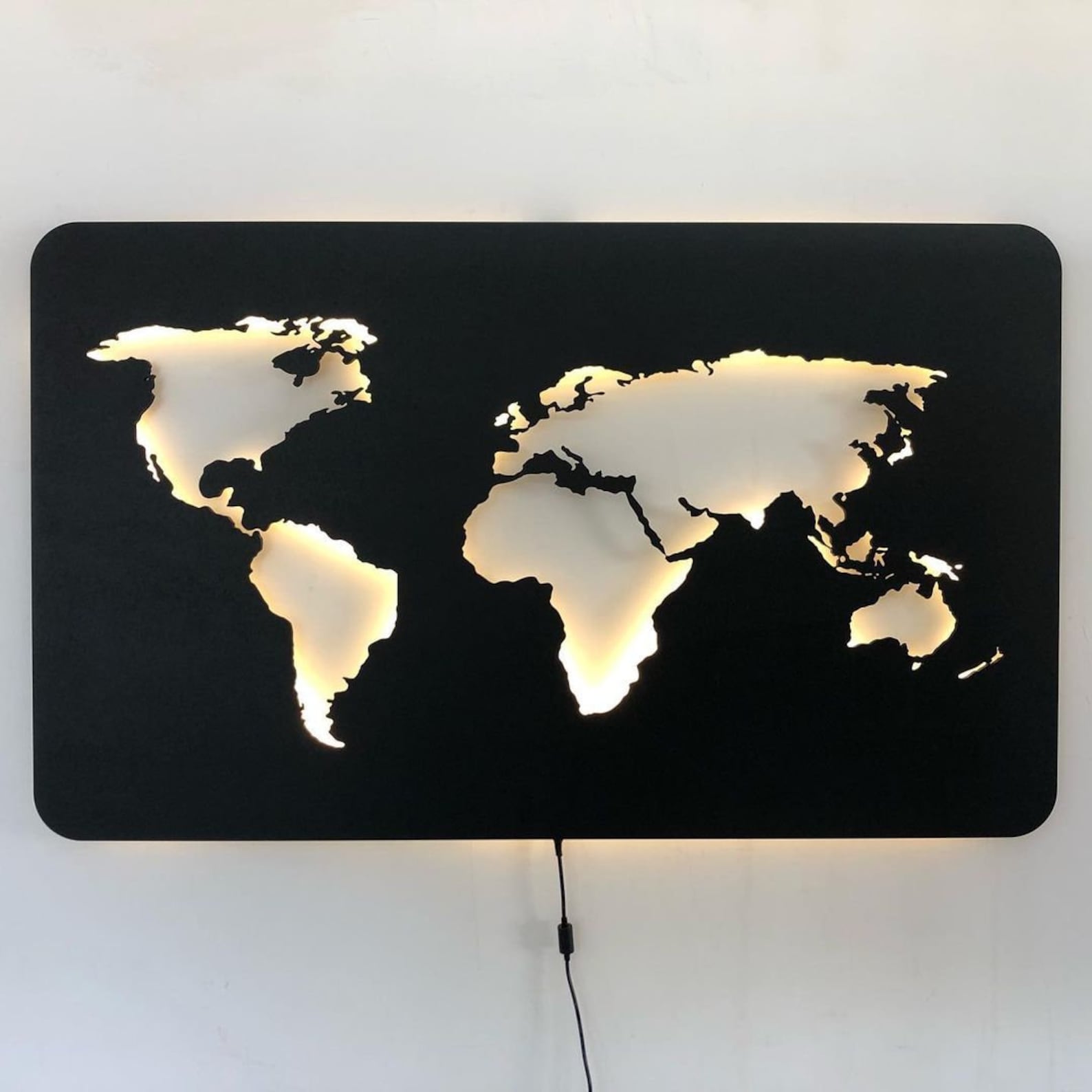 Lighted world mapwall decorwall artworld map wall Etsy