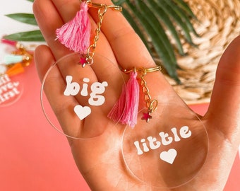 Big Little Reveal Sorority Sister Matching Keychains. Sorority Sisters Keychain Gift. Sorority Little and Big Keyring. Sorority Family.