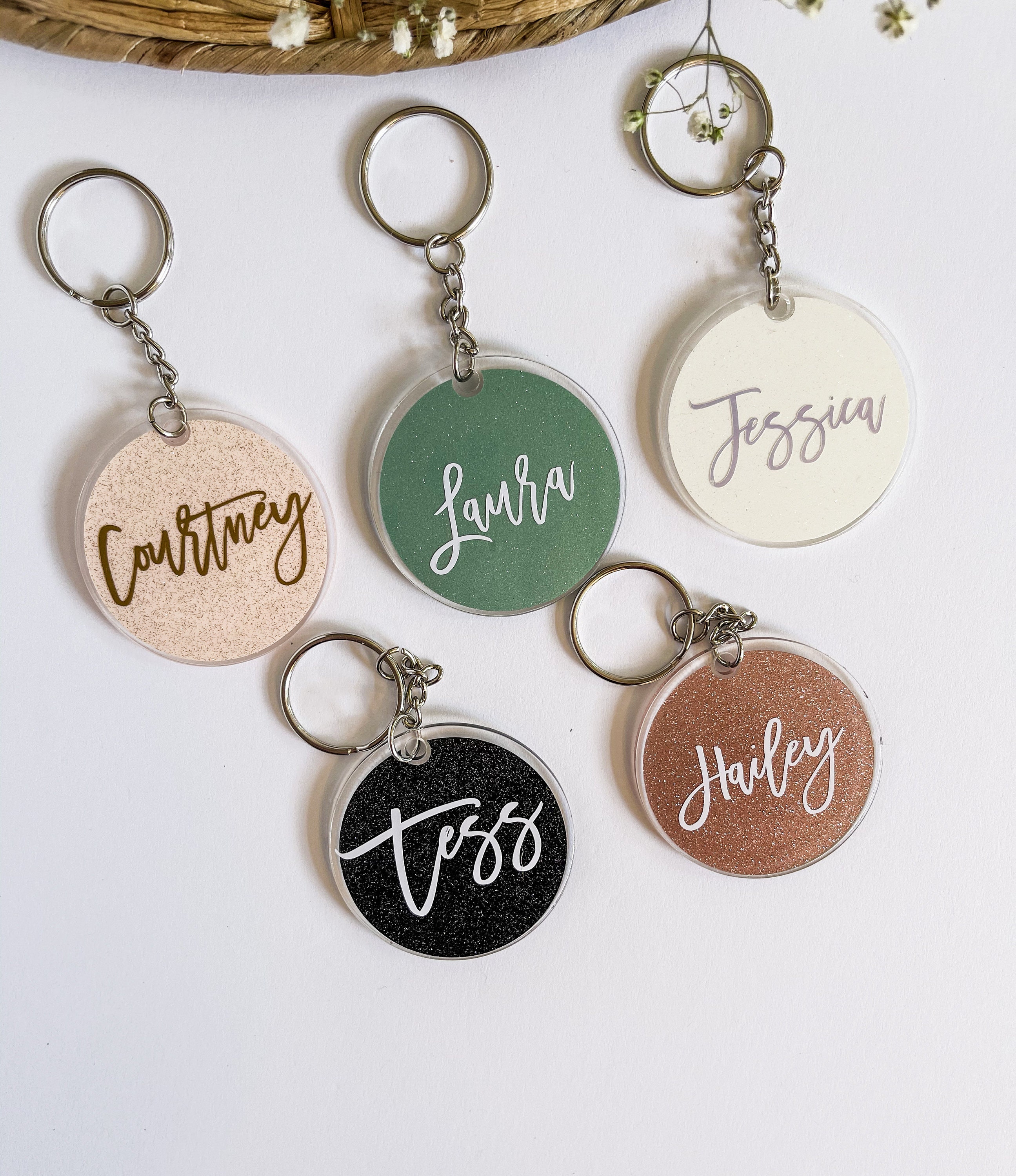 Name Keychain Personalized Glitter Keychain Tassel Keychain Etsy