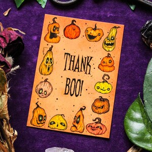 Thank Boo Postkarte - Gruselige Postkarte Niedliche Kürbisse Geschenkkarte Gruselige Niedliche Postkarte Dankeschön Halloween Postkarte Kürbis Postkarte Gothic