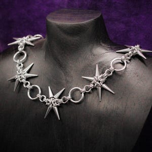 Chainmaille Spike Choker: Stainless Steel Gothic Punk Necklace