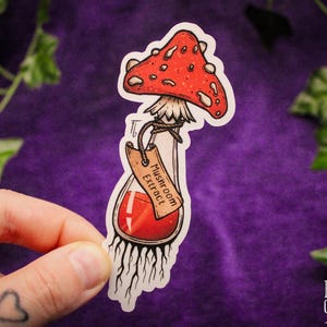 Adesivo de vinil com poção de cogumelo - Adesivo de cogumelo de bruxa Adesivo gótico Adesivo de ervas Adesivo de laptop de bruxa Adesivo de mosca Amanita Arte de Halloween