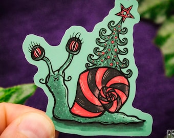 Creepmas Snail Vinyl Sticker – Spooky Christmas Decor