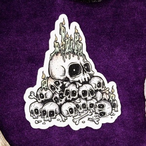 Skulls and Candles Vinyl Sticker - Skull Sticker Gothic Sticker Dark Art Sticker Creepy Sticker Spooky Laptop Sticker Halloween Sticker Art