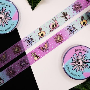 Frühlings Totenkopf Washi Tape - Gothic Pastel Skull Blumen Witchy Scrapbook Tape Gruseliges Schreibwaren Bastelmaterial Gothic Schreibwaren