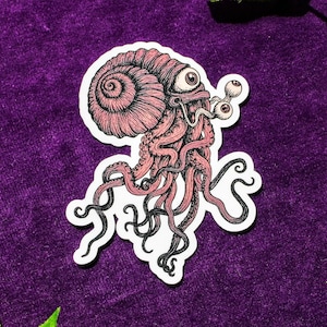 Sticker vinyle pieuvre - Sticker horreur cosmique Sticker ammonite Sticker monstre Lovecraft Sticker ordinateur portable céphalopode Sticker fantaisie tentacules