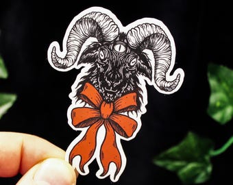 Yule Goat Vinyl Sticker - Witchy Pagan Yule Blessings Spooky Christmas