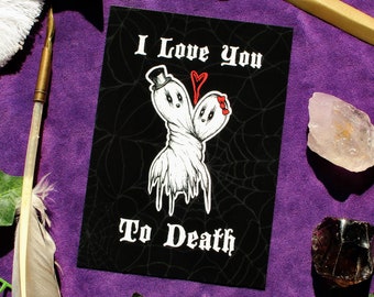 Spooky Ghost Valentine's Day Postcard: Gothic Love Card