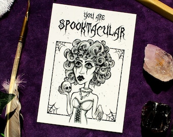 Spooktacular Gothic Postcard: Witchy Birthday Card