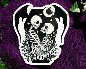 Bis zum Tod Skelett Vinyl Aufkleber - Gothic Hochzeit, Spooky Horror Decor