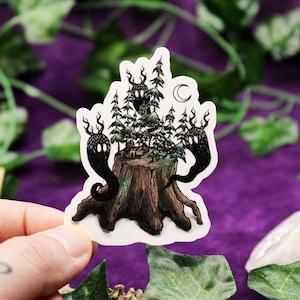 Sticker forêt hantée - Sticker fantasmagorique Sticker gothique Sticker fantôme forêt fantasmagorique Sticker pour ordinateur portable Sticker démons Esprits de la forêt Décoration effrayante