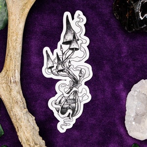 Mushroom Potion Vinyl Sticker: Gothic Witchy Halloween Art