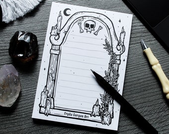 Tombstone Notepad: Gothic Skull Stationery - Spooky To-Do List