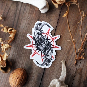 &quot;Vinyl Sticker &quot;&quot;Goat Skulls&quot;&quot; - Horror Art Sticker Dark Art Sticker Artwork Creepy Sticker Spooky Witch Decor Pentagram Slipknot Band Logo.&quot;