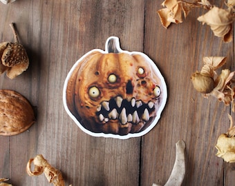 Vinyl Sticker "Pumpkin" Dark Art 3D Artwork Illustration Horror Creepy Spooky Witch Decoration