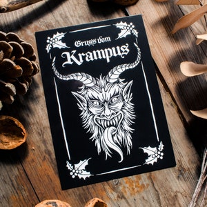 Cartolina di Krampus - Cartoline di Natale spettrali Cartolina di Creepmas allegro Gruss vom Krampus Cartolina di Halloween Natale gotico