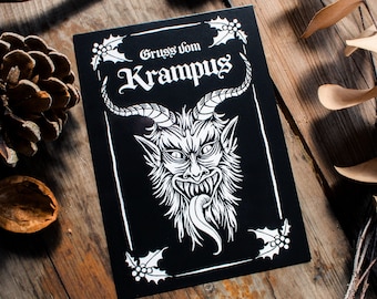 Spooky Krampus Postcard: Gothic Creepmas Art